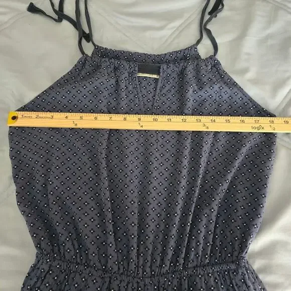 Abercrombie & Fitch Sz MFloral Jumpsuit Navy Blue Keyhole Neck Resortwear Boho - Picture 8 of 11